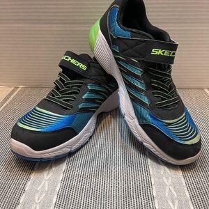 Skechers Kids' Black, Blue, and Green Athletic Shoes